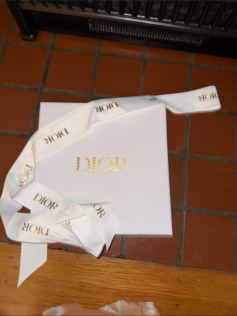 Dior White Box with Gold Logo and Branded Ribbon